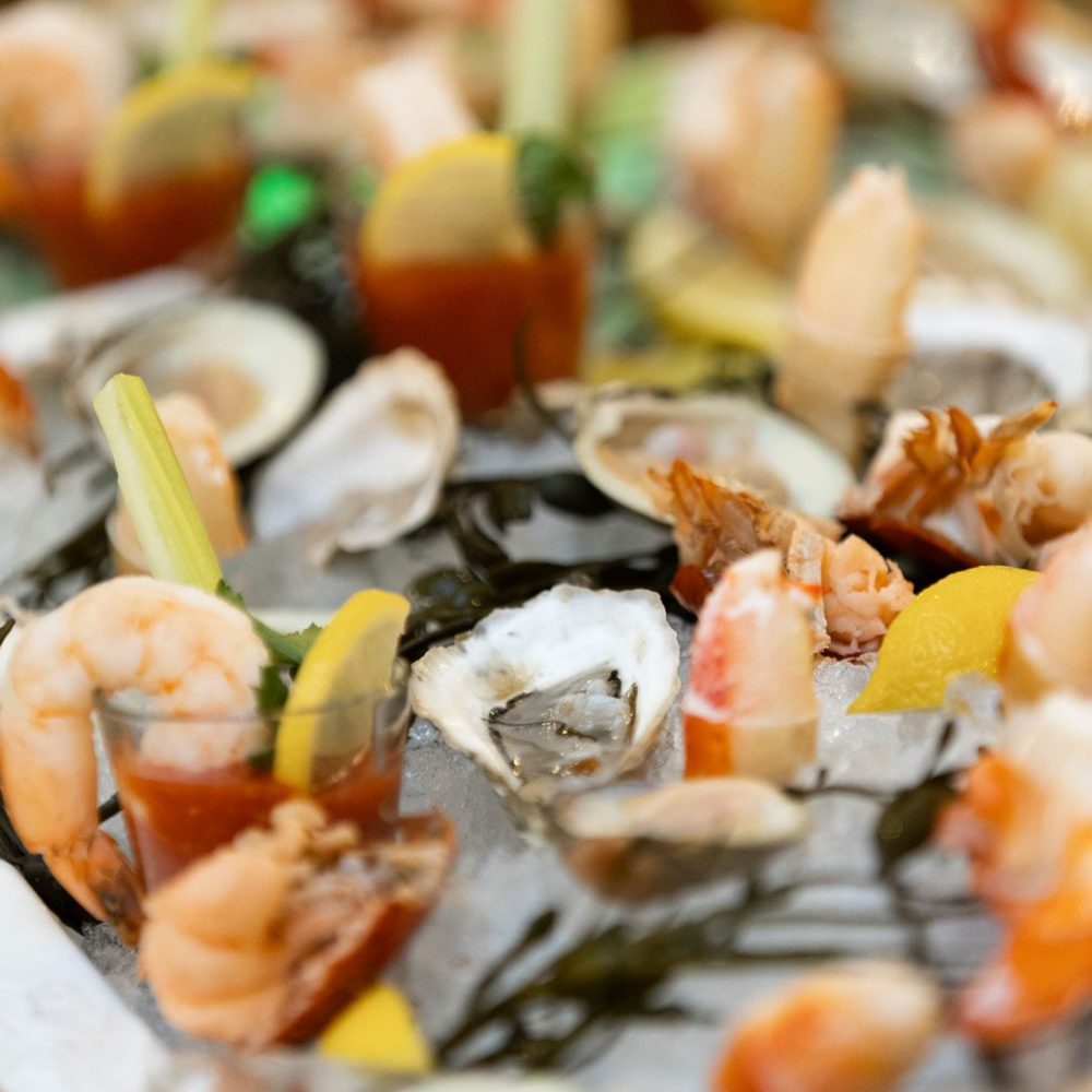 Various seafood on the raw bar
