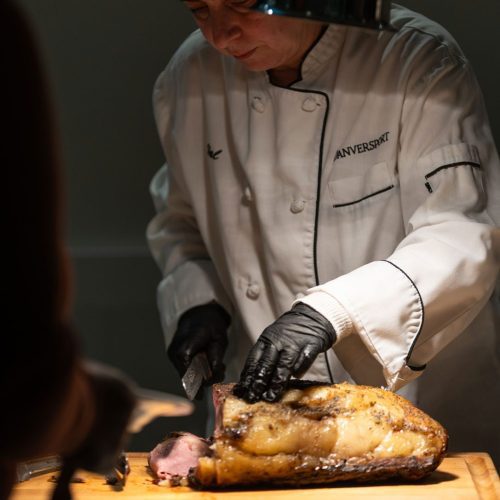 Meat Carving station with chef
