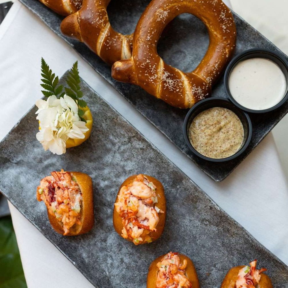 Soft pretzels and mini lobster rolls