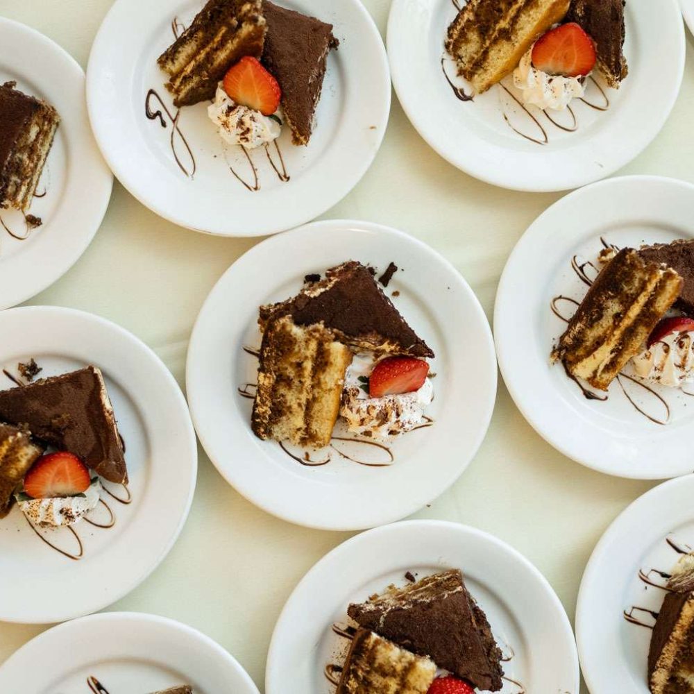 Arial show of tiramisu on plates