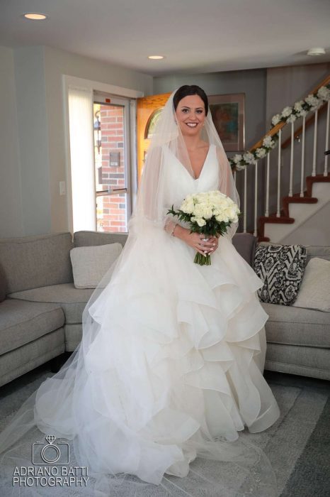 Bride in her beautiful wedding dress