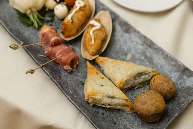 A plate of assorted hors d'oeuvres